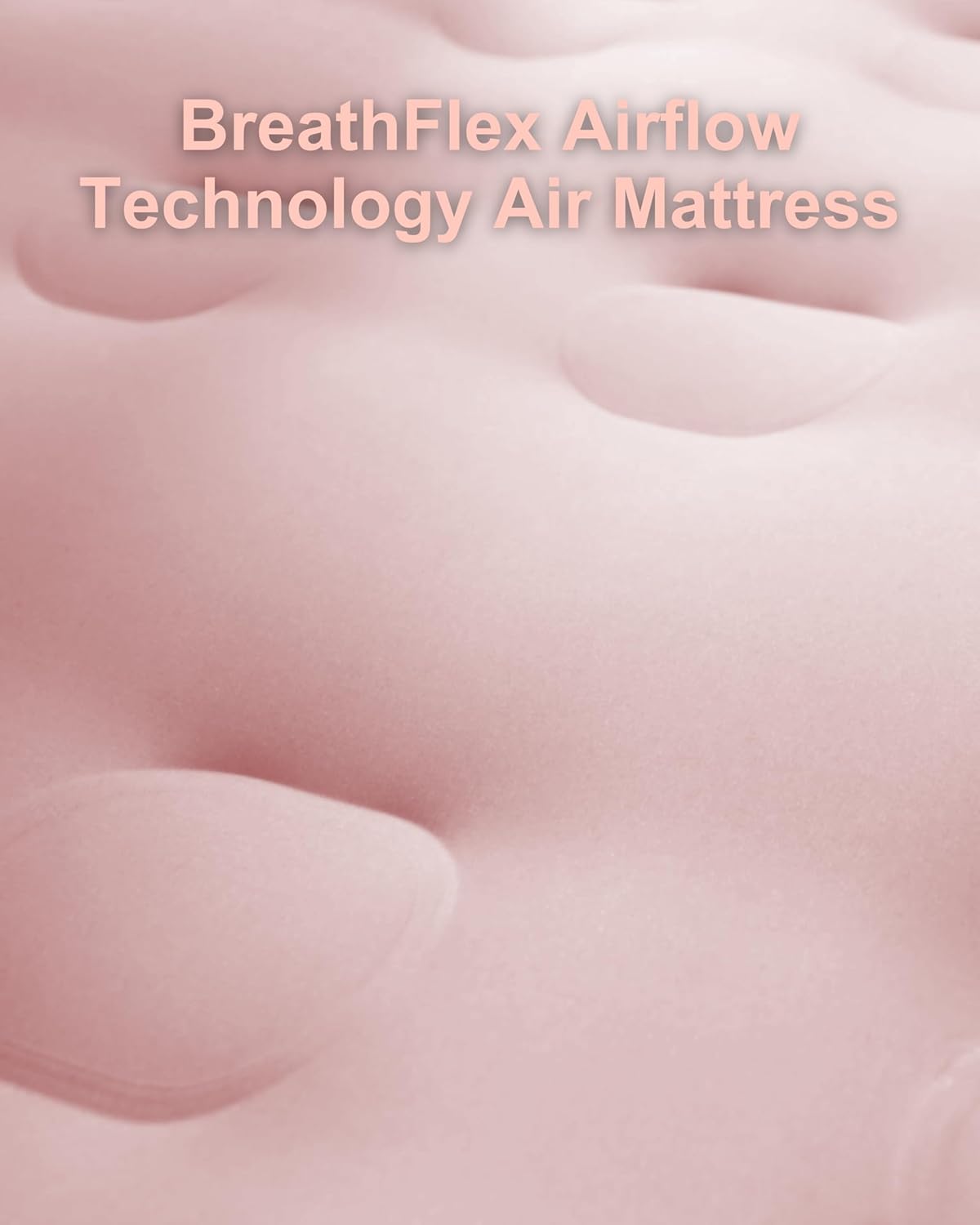 Air Mattress Queen with Built in Wireless Battery Pump, Blow Up Inflatable Mattress for Camping,Guest Air Bed, All Fabric, 21'' Pink Queen