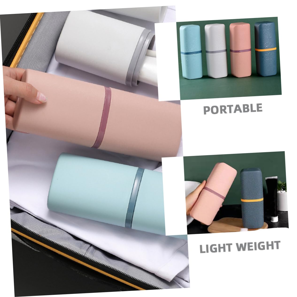 STOBAZA Caja De Cepillo De Dientes Portátil De Estuche De Almacenamiento para Pasta De Dientes Y Cepillo para Y Uso Casa Colores Pastel 4 Piezas X 4