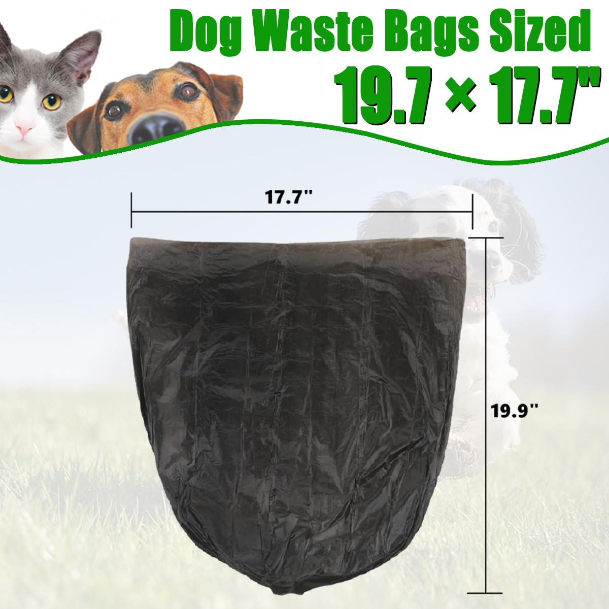 FUSBUNTY Bolsa para excrementos de perro, 100 bolsas de basura para perros de 19.7 x 17.7 pulgadas para FUSBUNTY Pooper Scooper giratorio y juego de rastrillo
