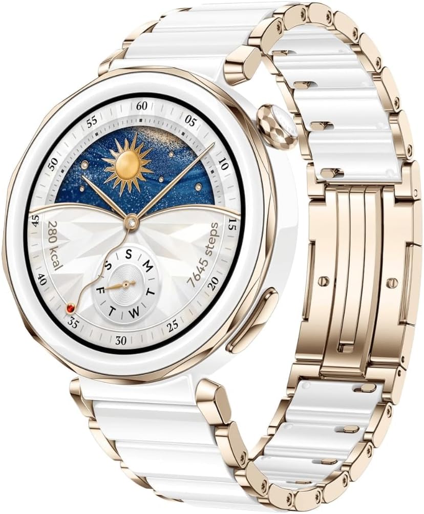 HUAWEI WATCH GT 5 Pro 42 mm Smartwatch, Sharp-Edged Design, Pro-level Sports Watch, Health Tracking, ECG monitoring, up to 14 Days Battery Life, GPS, Bluetooth call, iOS& Android, White Ceramic
