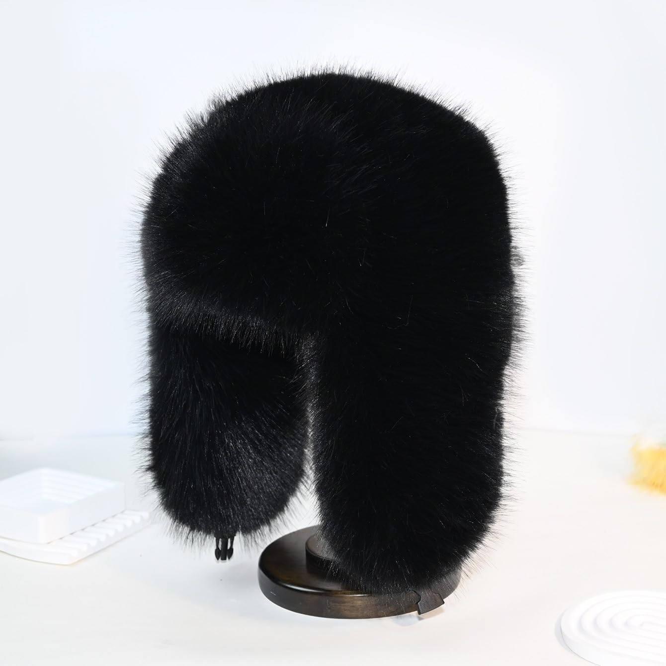 Women's Winter Trapper Hat, Thick Plush Faux Fur Earflap Cap for Cold Weather