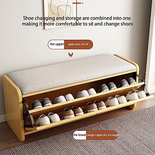 Meuble de rangement pour chaussures d'entrée avec double tiroir rabattable compact - 3