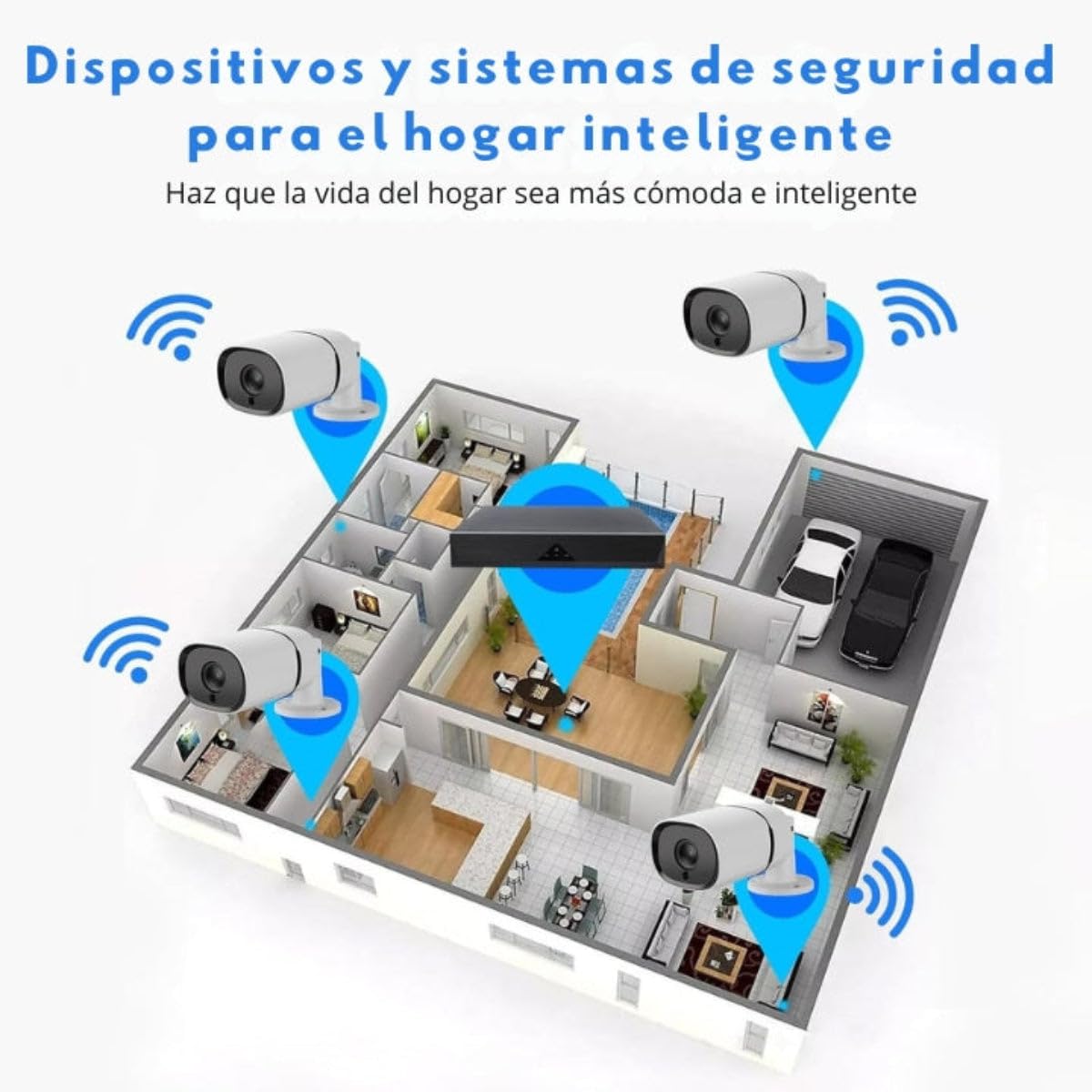 Kit de surveillance IVG-G4 x4, caméras de sécurité 4MP avec fonctions intelligentes, vision nocturne, détection de visages, H.265+, stockage local et à distance, Wi-Fi et Ethernet, résistant aux