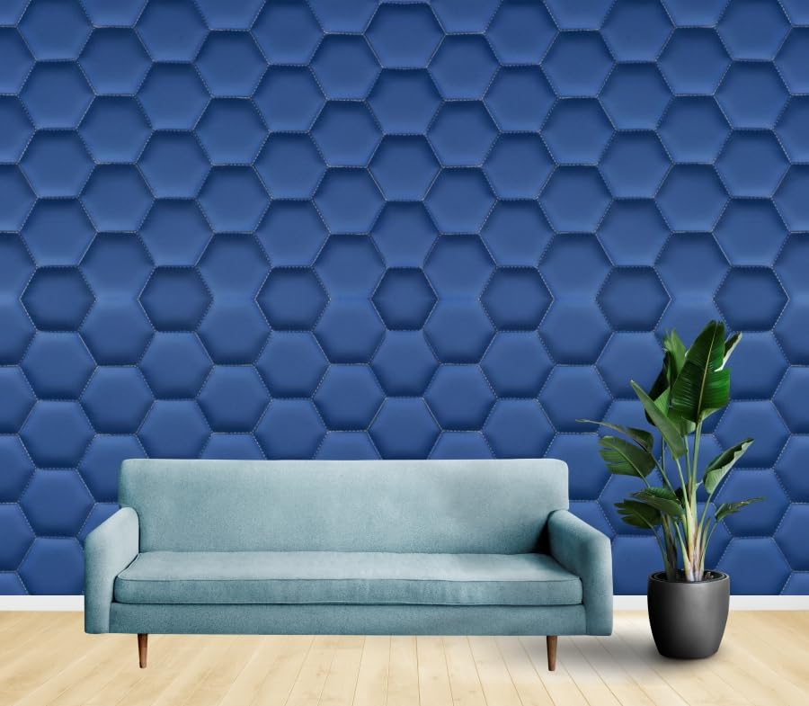 Image of Self-Adhesive 3D Decorative Abstract Wallpaper Specific Product for Bedroom, Living Room, Kids Room, Play Room, Office Wallpaper for Home Decor, Size (16x48 Inches Each Dark Blue Strip