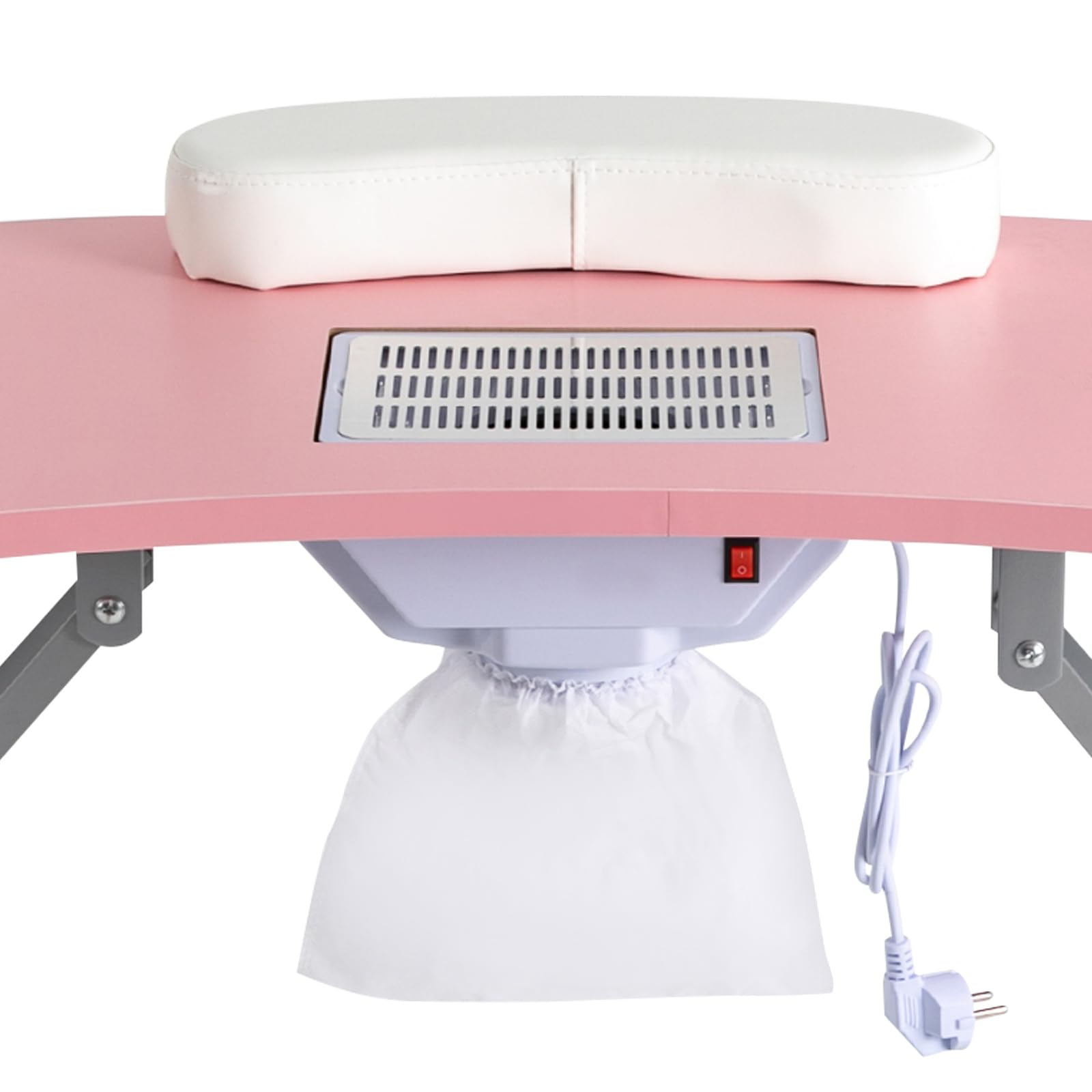 Stół do manicure z odsysaniem składany mobilny 90x40x72 cm różowy