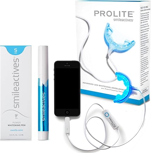 Smileactives Kit de blanqueamiento dental Duo - Bolígrafo de gel blanqueador dental sistema de blanqueamiento dental LED azul prolite para dientes