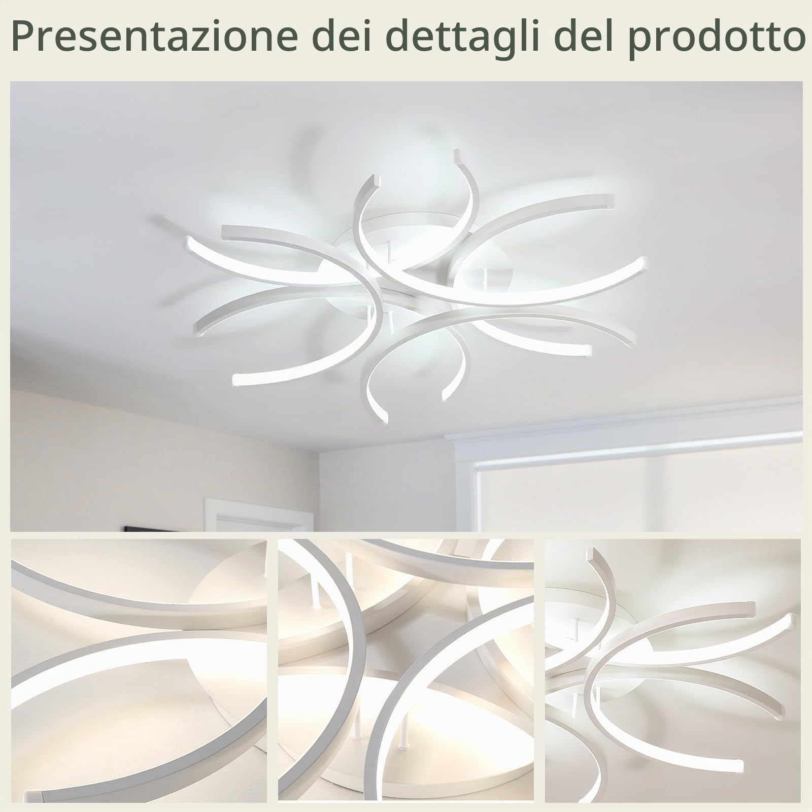 LED Plafoniera Camera da Letto Dimmerabile Moderne Plafoniere e Telecomando Soggiorno 6000K Lampada da Soffitto APP Grande Salone Plafoniera Soffitto Metallo Bianco per Sala Da Pranzo