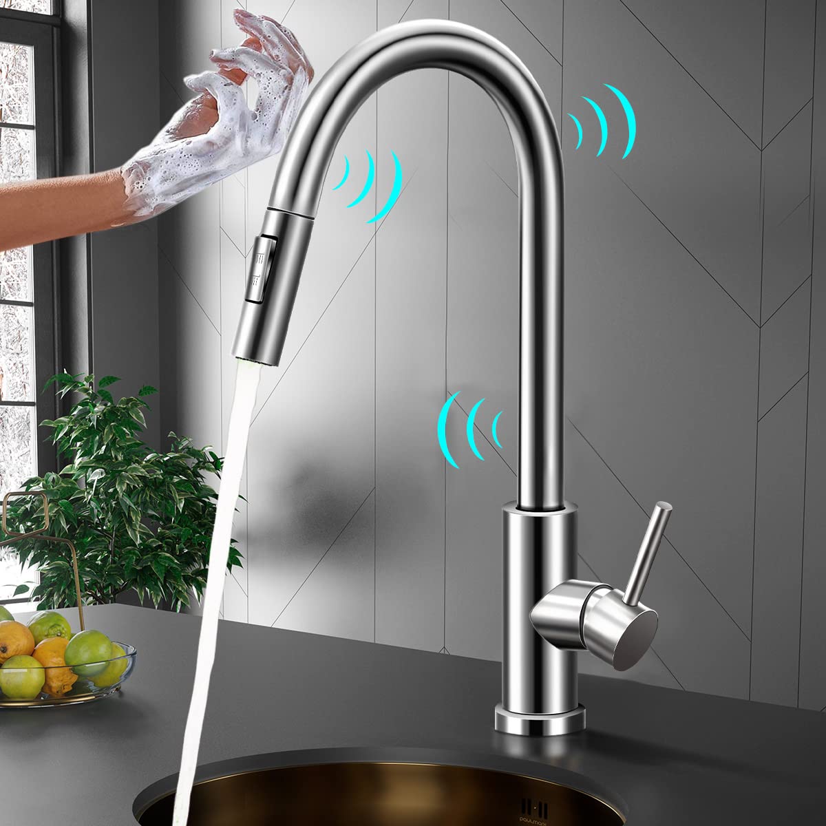 Touch Kitchen Faucet with Pull Down Sprayer,Single Handle High Arc
