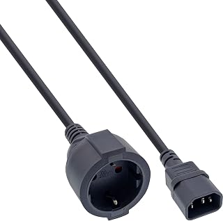 InLine 16659K Netz Adapter Kabel, Kaltgeräte C14 auf Schutzkontakt Buchse, für USV, 0,5m