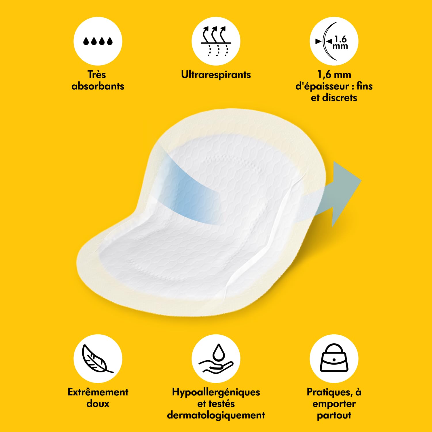 Medela coussinets d'allaitement ultrarespirants, hautement absorbants, design discret pour un port confortable, lot de 120