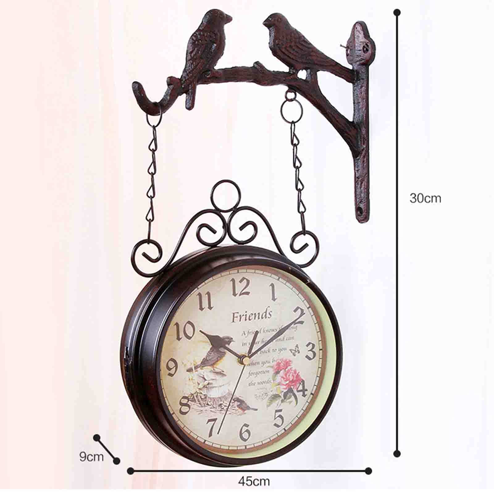 Orologio da giardino in ferro battuto, rotazione 360°, impermeabile, double face per esterno ed interno