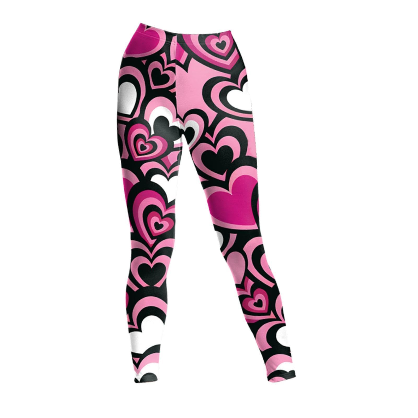 Valentine Heart Women Leggings High Waist Yoga Pants for Workout Gym Jogging M Multi| Stylish Fashion Wear | Trendy Clothing-image-12