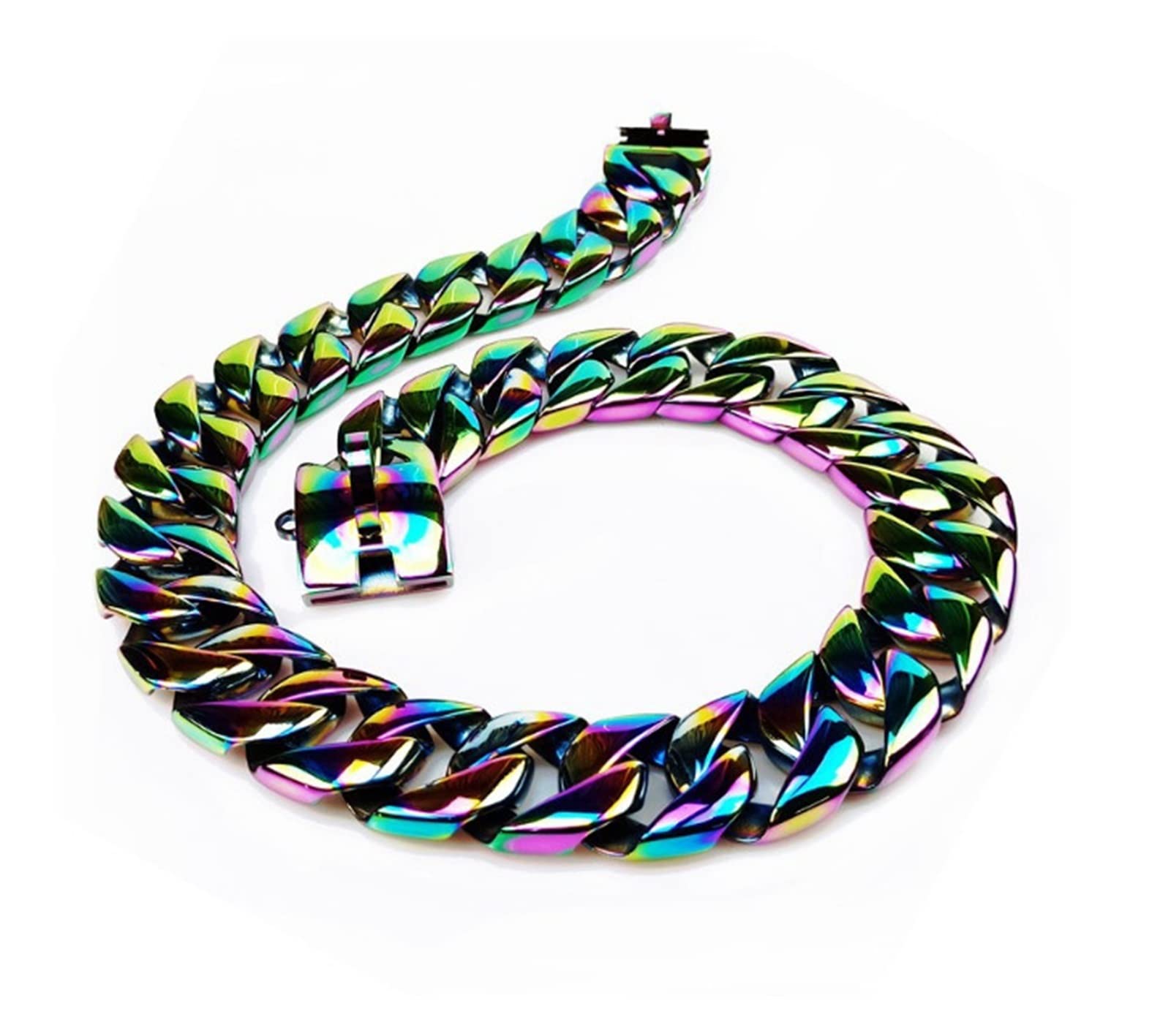 Cuello de Mascotas Personalizado de Acero Inoxidable Cuello de Perro Correa 32mm Diseño Colorido Cadena de Animal doméstico Paño Grande Cuello de Entrenamiento Pitubull Rottweiler