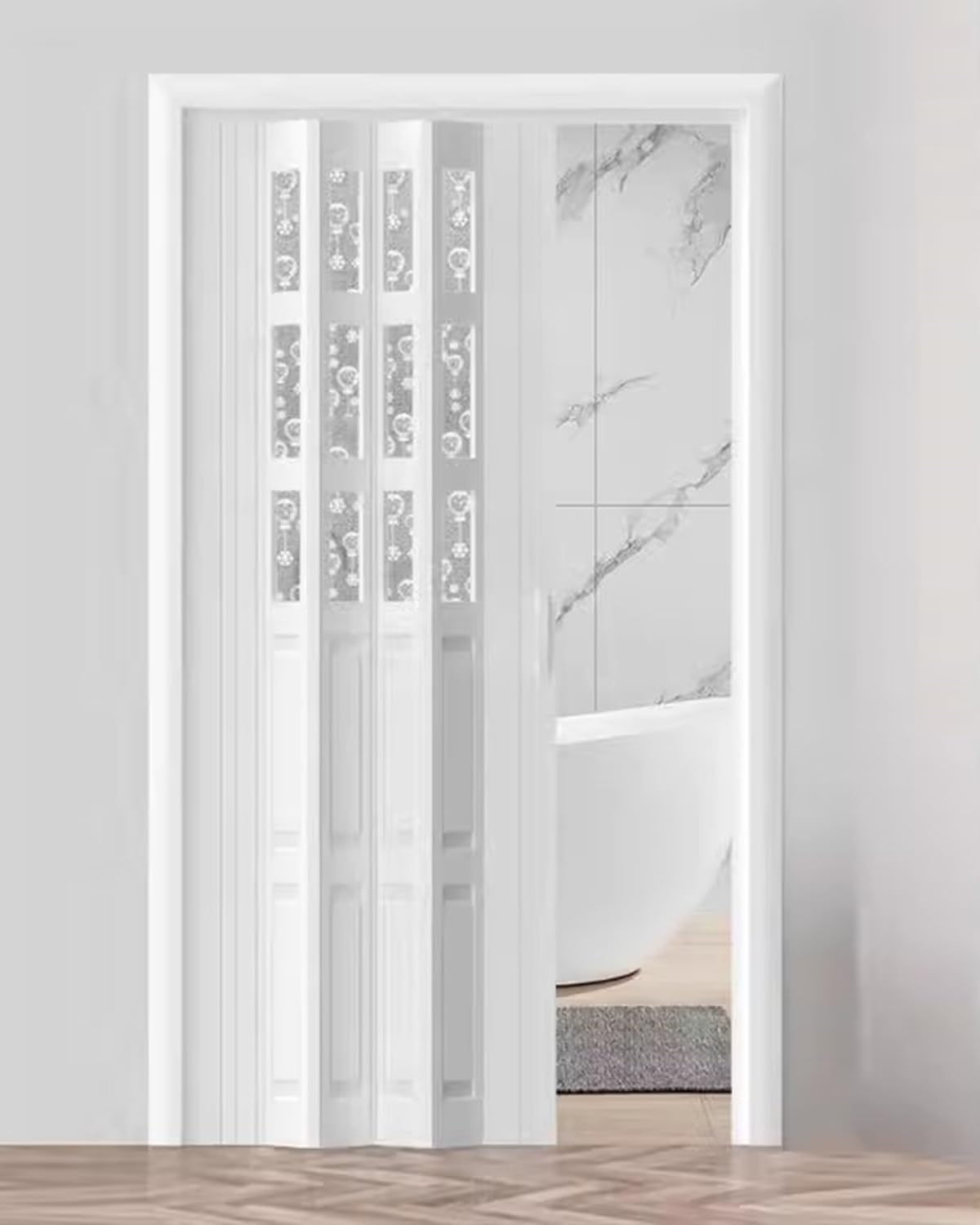 Acrylic PVC Folding Door for Bathroom and Bedroom, Space Saving, Roll Up Screen Door (24" x 80")
