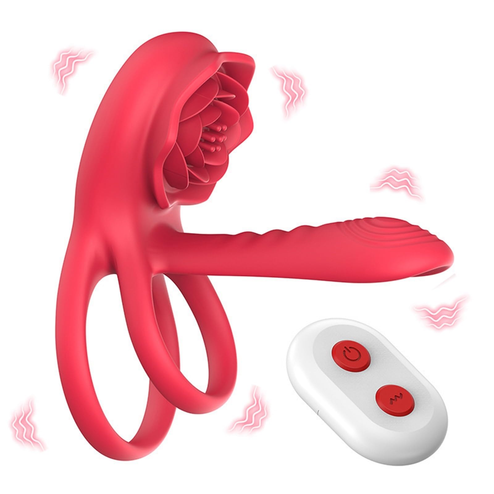 DAGIN Anillo vibratorio para pene con estimulador de clítoris Rosa, Anillo de pene de Placer, vibrador para Parejas, Juguetes sexuales para Adultos para Hombres y Mujeres