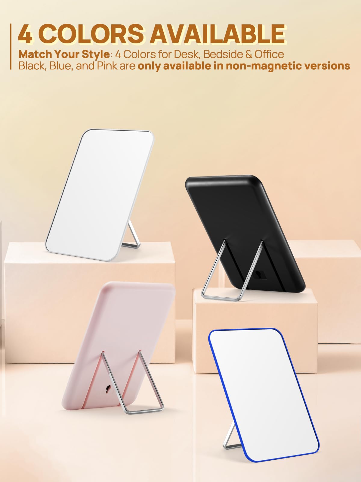 OMIRO Desk Makeup Mirror, 8 x 5 inches Table Mirror with Foldable Stand and Hanging Hole for Shaving and Travelling, White