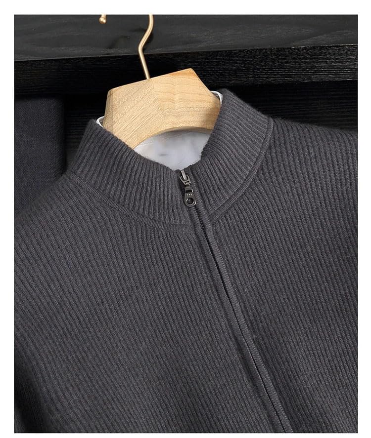 Men's 100 Percent Cashmere Cardigan Half High Collar Sweater Long Sleeve Knitted Business Casual Sweater3
