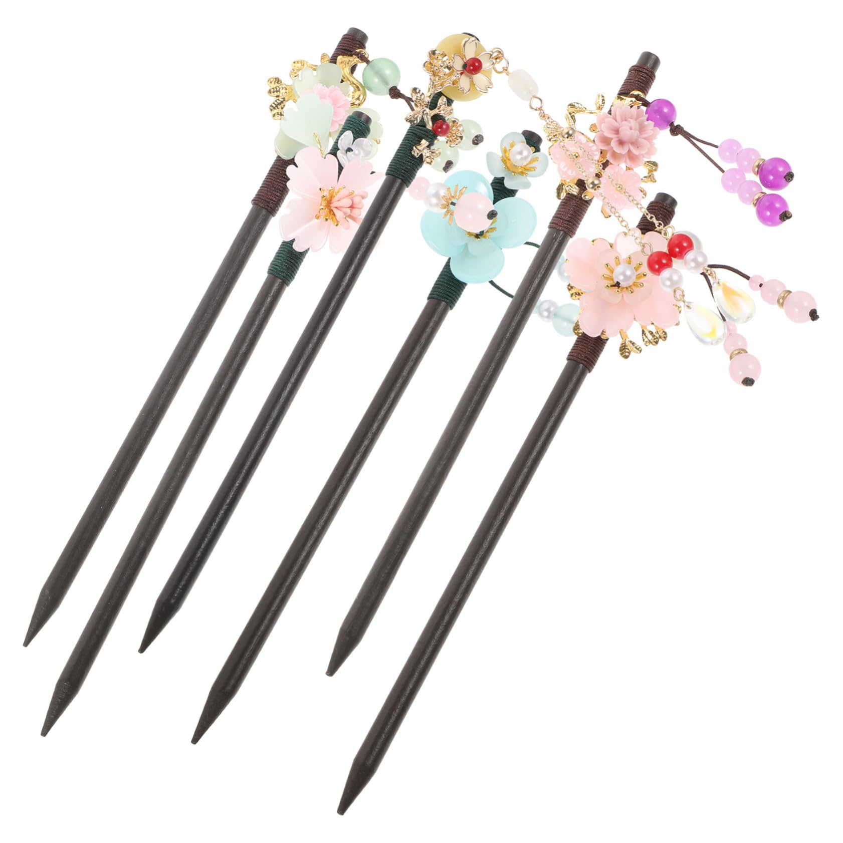 FRCOLOR 12 Piezas Horquilla Antigua De Estilo Chino Pinzas Para El Cabello Para Mujer Palitos Para El Cabello Flower Hair Accessories De Madera Perder Acrílico Las Flores Cabello Recogido