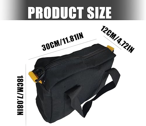 Miniatura 9 de Heavy Duty 12 Inch Black Canvas Tool Bag Wide Fabric Waterproof Storage for Mechanics Construction Workers