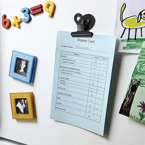 Miniatura 10 de Paquete de 6 imanes para refrigerador, imanes negros para nevera, clips magnéticos para pizarra blanca, imán de nevera para el hogar y la oficina