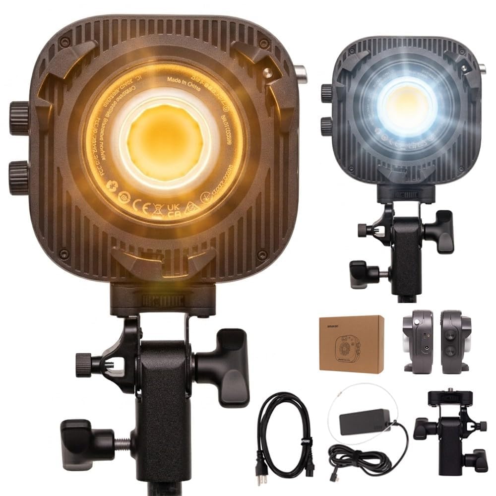 amaran Halo 100x Projecteur LED Vidéo COB Bicolore Compact 100W | 2700K-6500K, Monture Bowens, USB-C PD, Appli Amaran, NFC, IRC 96+, Photo, Stream