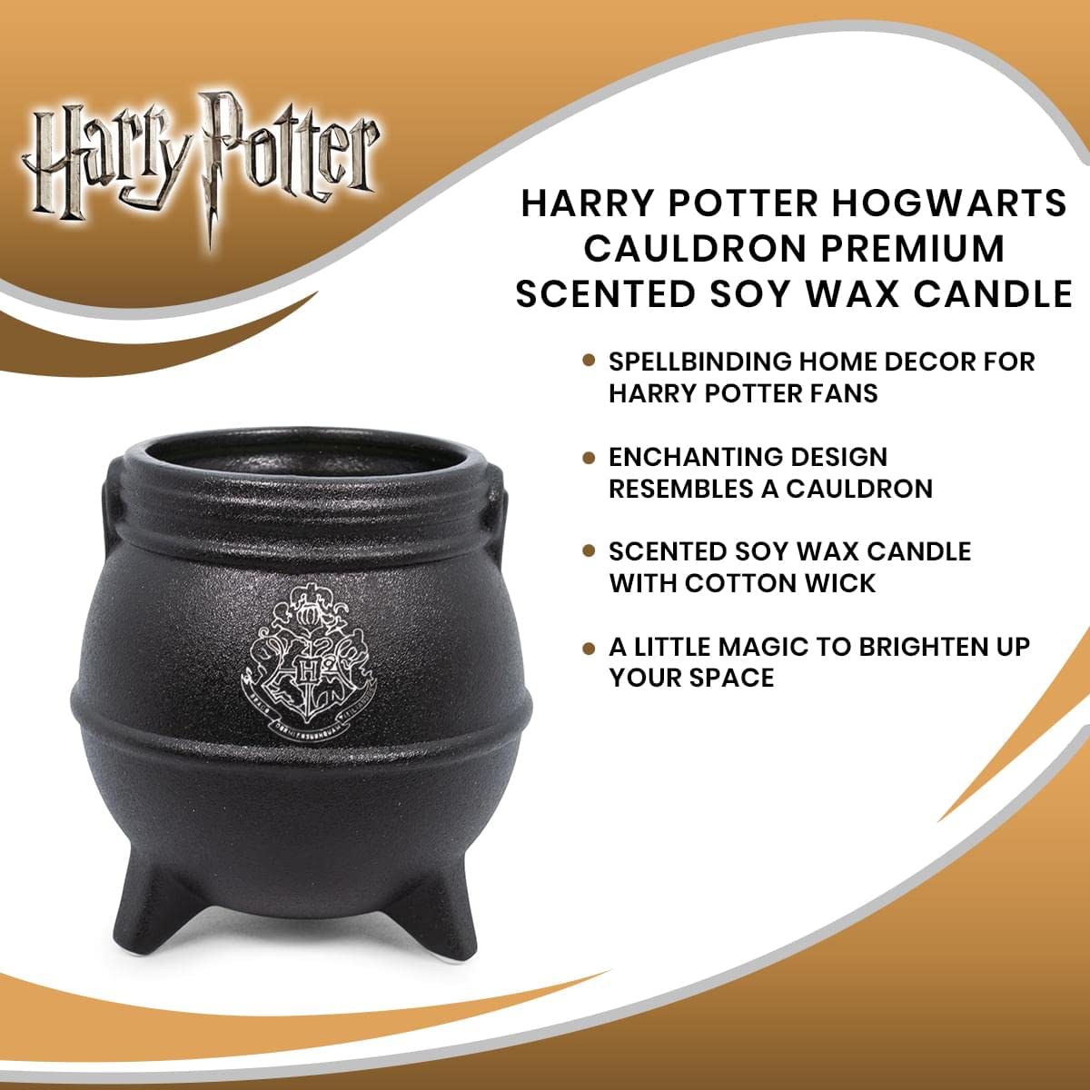 Harry Potter Hogwarts Cauldron - Vela de cera de soja perfumada de primera calidad con fragancia aromática única, tiempo de combustión de 50 horas, decoración del hogar, artículos esenciales de