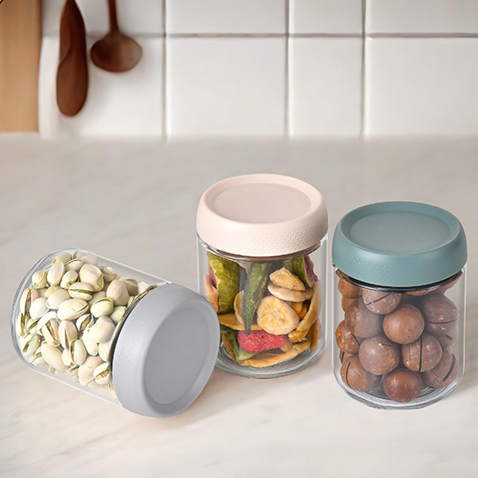 Pots À Yaourt Avec Couvercles Lot de 4 Bocaux en Verre Grands Ouverts