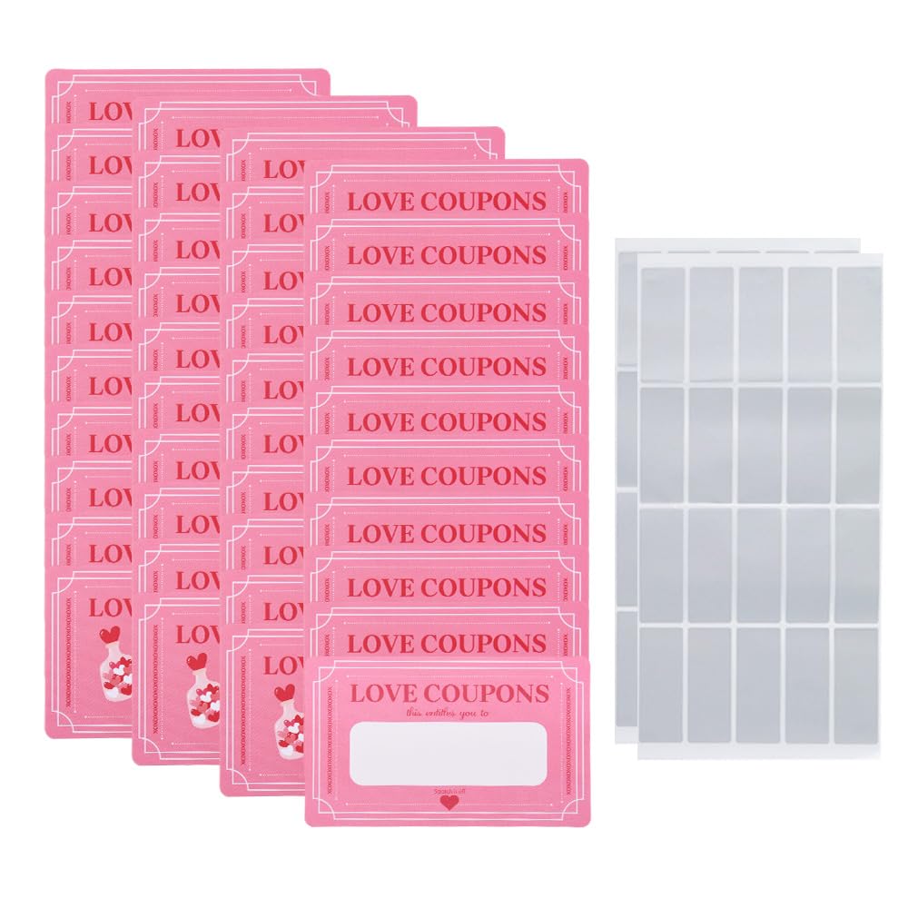 Valentines Day Scratch Cards for Couples DIY Love Coupons Surprise Gift Ideas for Boyfriend Girlfriend Anniversary Birthday Date Night Gift Idea for Husband Wife Scratch and Reveal Cards 40 Pcs
