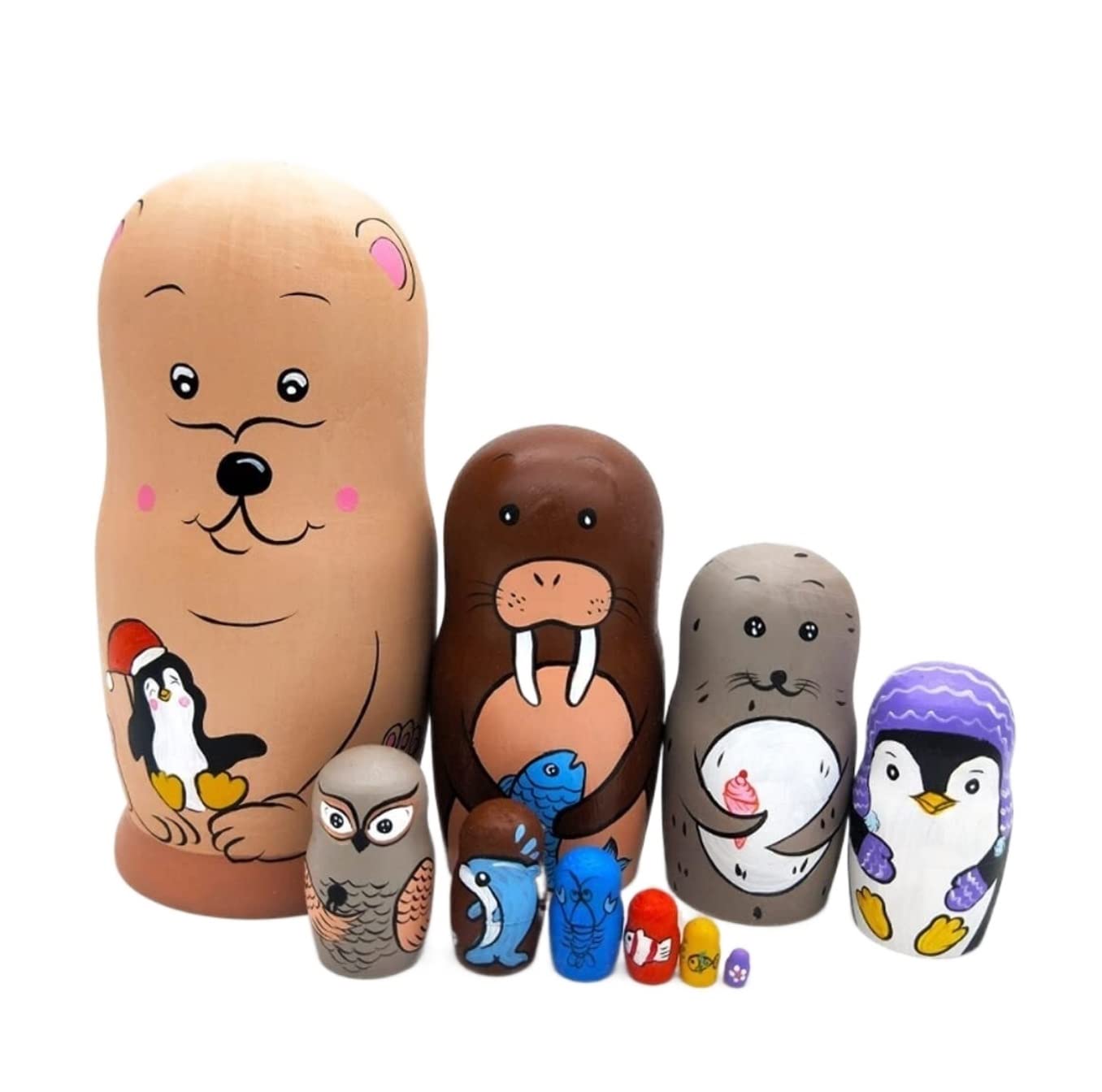 Matrioska Set Matrioska 10 Pezzi Bambole Nidificanti Fatte A Mano In Legno Diversi Modelli Piccoli Oggetti Bambola Fatta A Giocattolo Impilabile