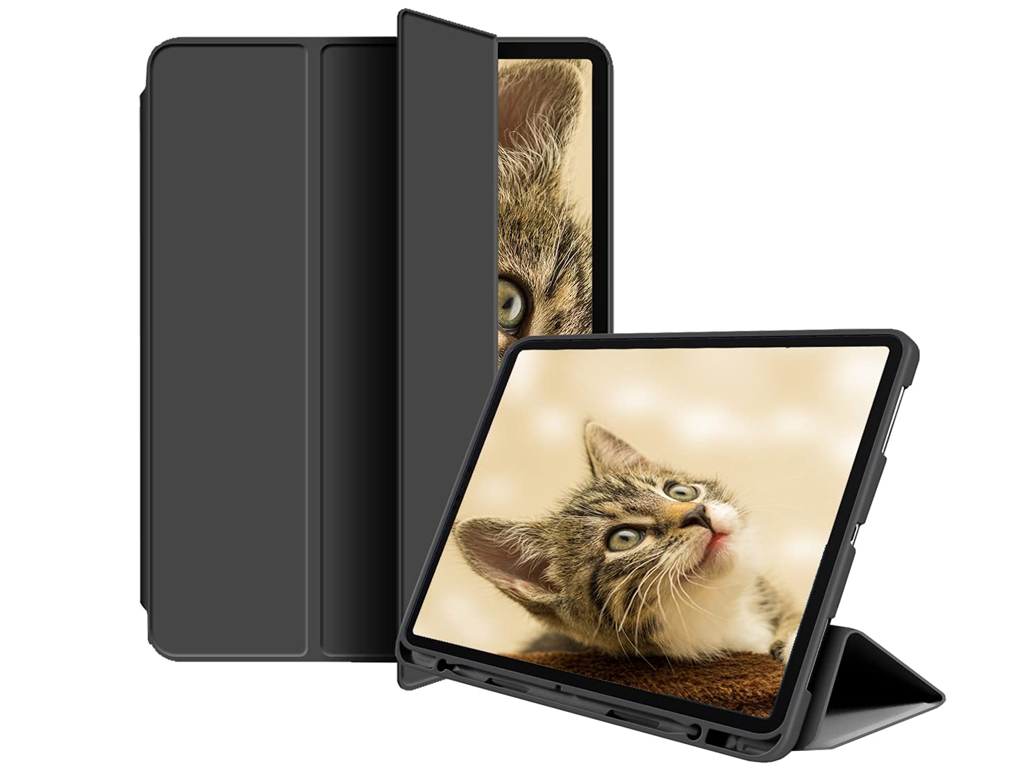 Smart Cover Case for iPad Air 5th Generation (M1 Chip) 10.9 inch 2022 Model [A2589/ A2591] Tri-Fold PU Leather Case with Pencil Holder – Black