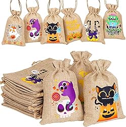 DIYDEC 36pcs Burlap Gift Bags - Halloween Jute Linen Burlap