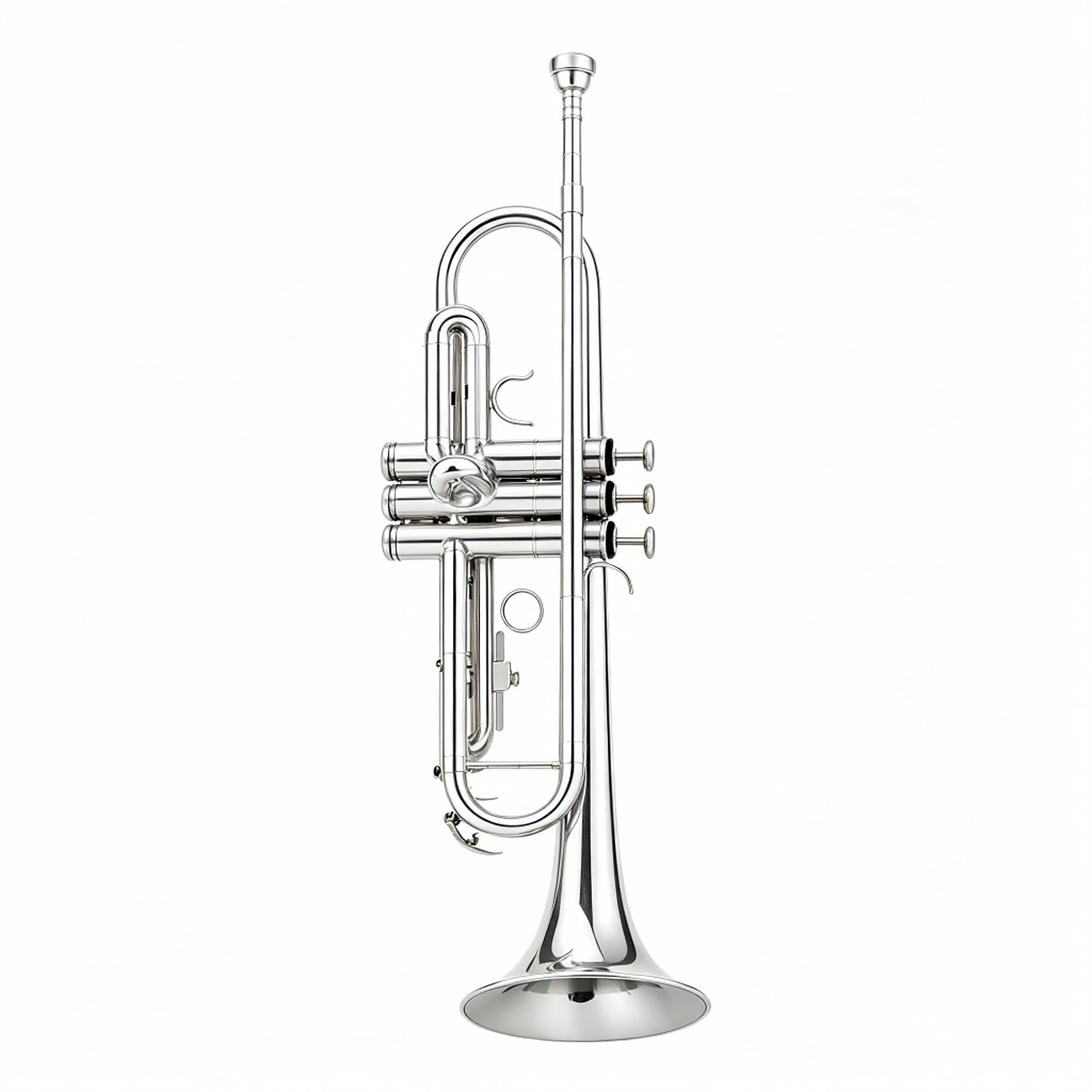 Trompeta en Si bemol for estudiantes, instrumento for principiantes de latón, acabado lacado en oro con bolsa protectora(Silver)