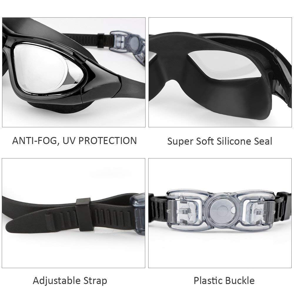 jilani Swimming Goggles for adult 8+age Leakproof Anti-fog Swimming Goggles with Ear Plugs Adjustable Swim Goggles for Adult 4