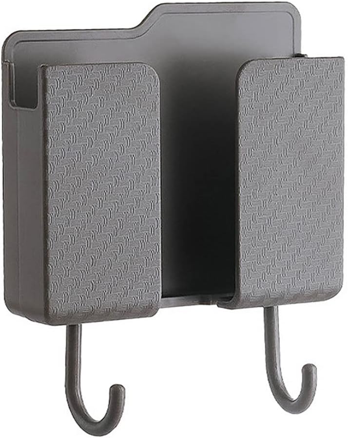 JSEIAJB Wall Mounted Storage Box Remote Control Holder Mobile Phone Storage Home Plastic Storage Container Rack(Gray)