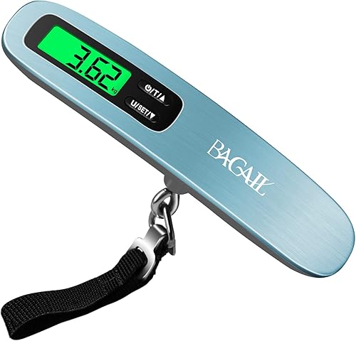 BAGAIL Báscula digital de equipaje, báscula de equipaje colgante de 110 libras con pantalla LCD retroiluminada, báscula de pesaje portátil para