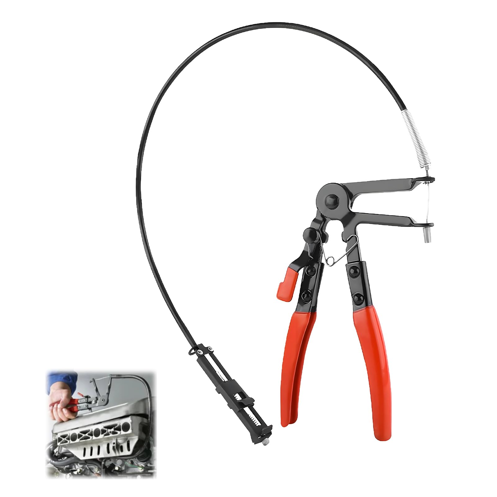 Flexible Long Reach Hose Clamp Plier, 65cm Cable-Type Spring Loaded Hose Clamp Removal Tool for Car Maintenance Fuel Pipes