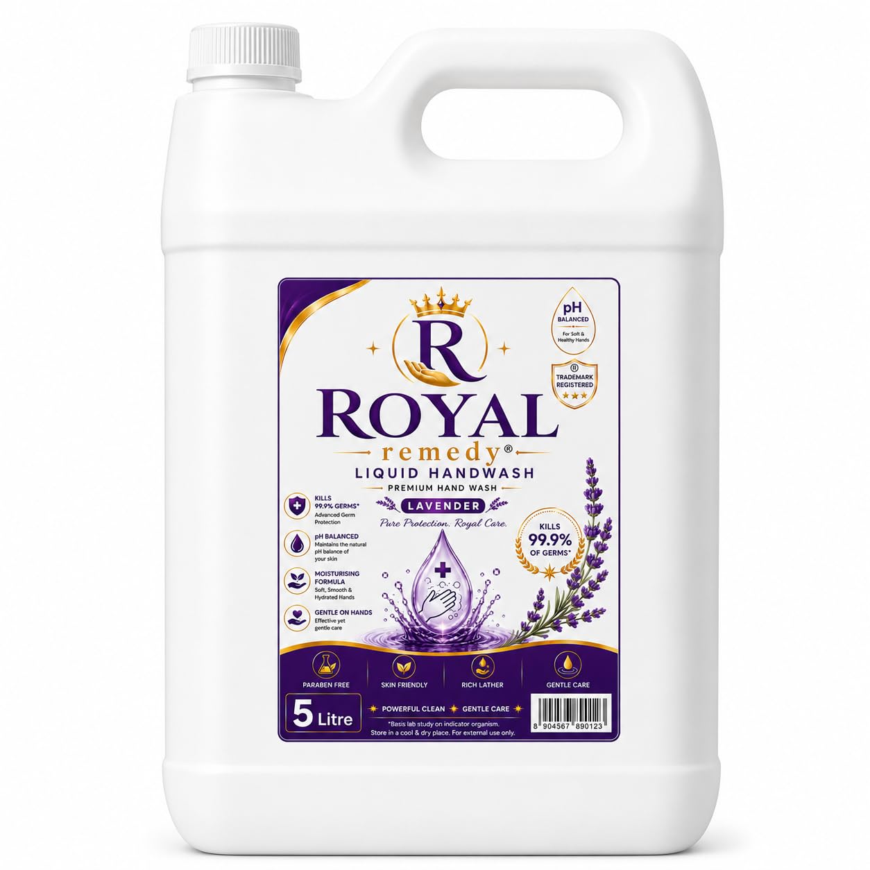 ROYAL remedy® Liquid Hand Wash Lavender 5L | Kills 99.9% of Germs | Moisturising Formula | pH Balanced | Gentle on Hands | 5L Refill-picture-50