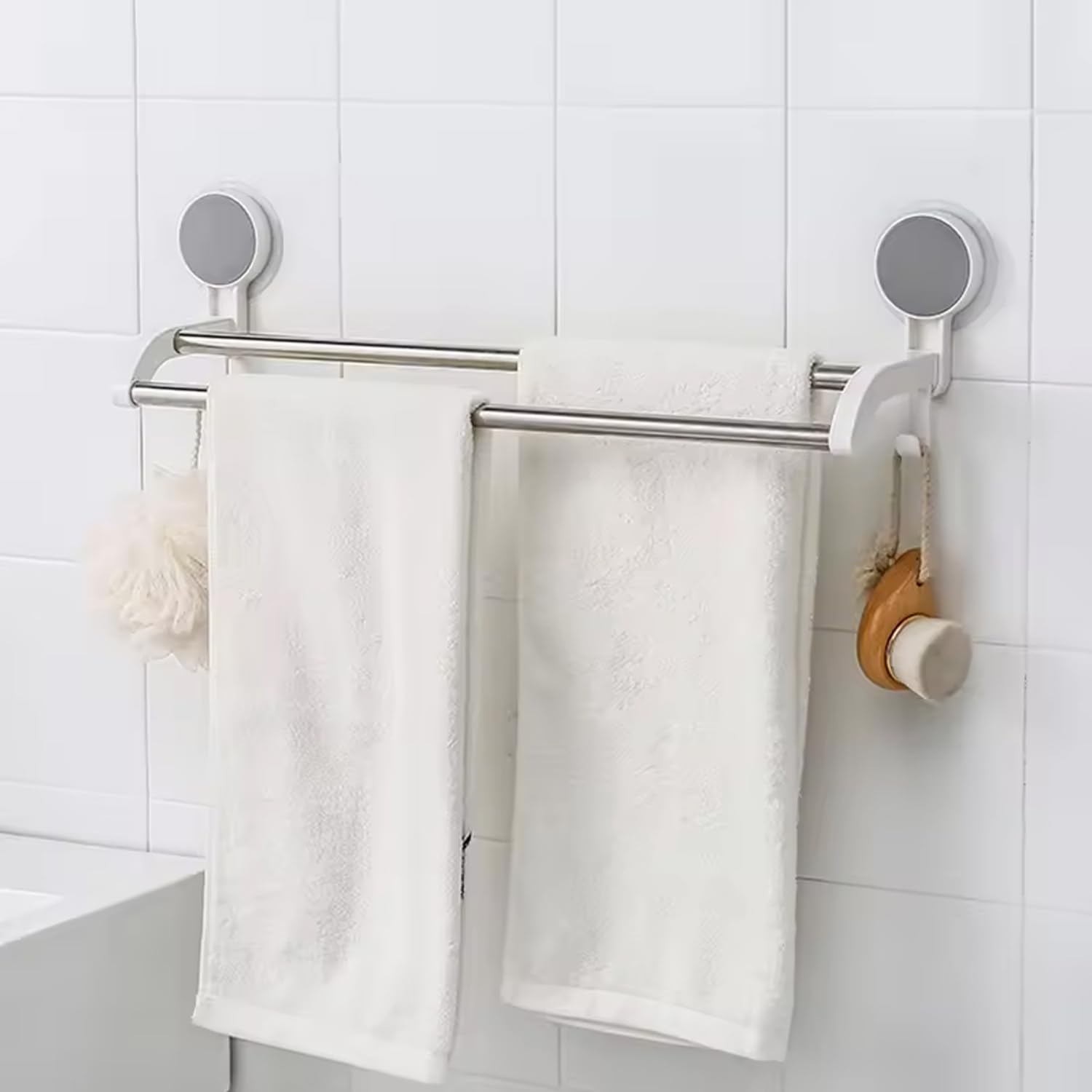 Kuber Industries Pack of 3 Towel Bars | Towel Cloth Hanger | Cloth Holder for Bathroom-Kitchen | Double Towel Bar | Cloth Hanger for Bathroom | Towel Rod Bars | 1338 | White (B0D21Z6MC3) Amazon Price History, Amazon Price Tracker