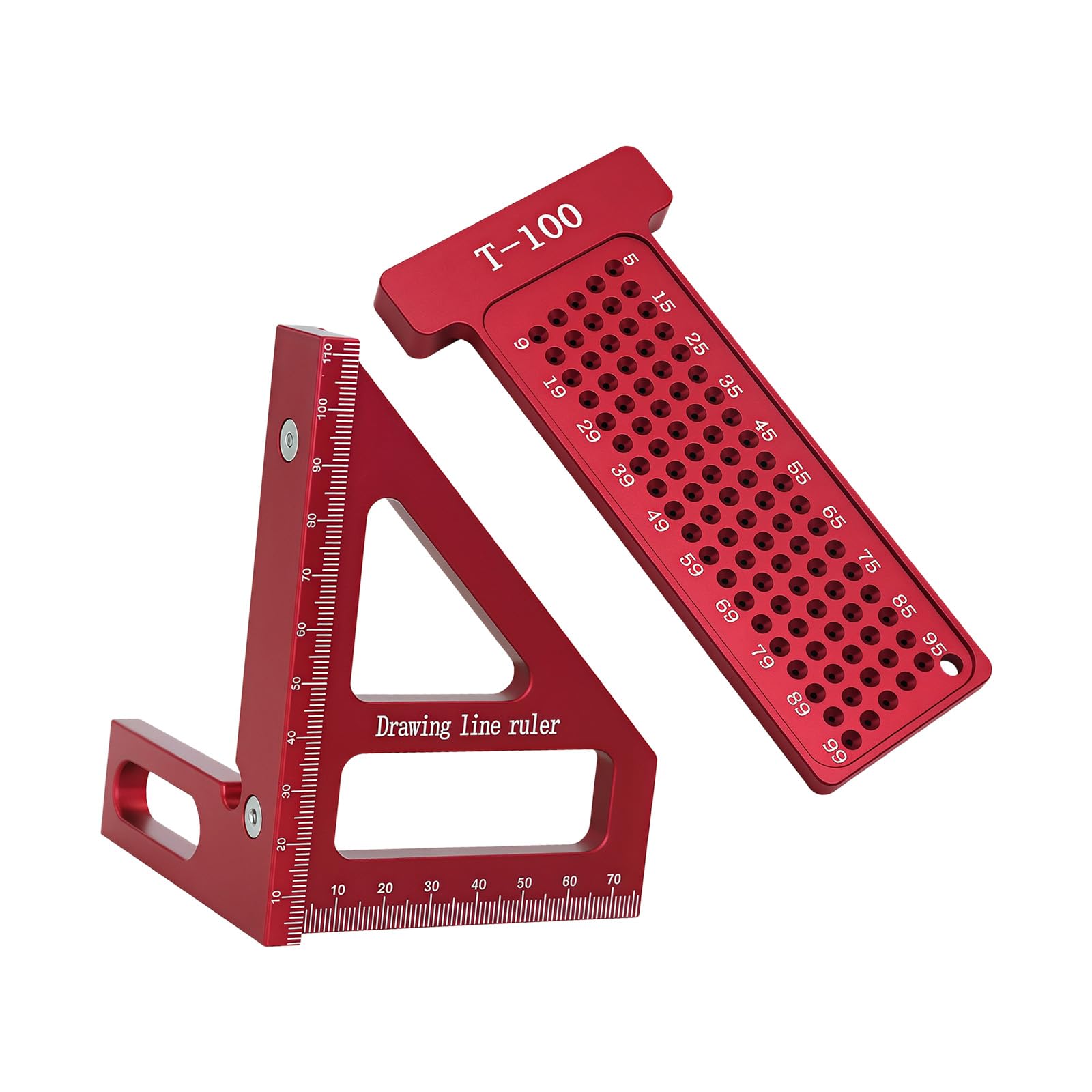 Professional Woodworking Measuring T Hole Ruler Triangle Triangular Scale Tool Set for Carpenters and Handcraft Projects T Type Hole Ruler Woodworking Measurement