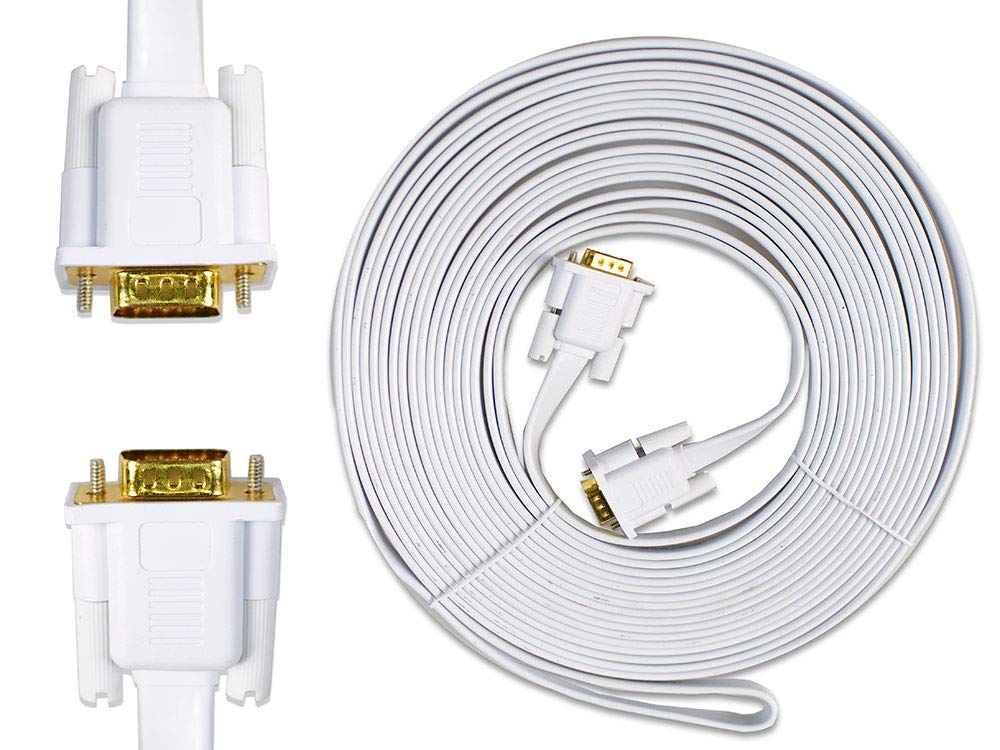 Vetrineinrete® Cavo prolunga vga Maschio 15 Pin 24k da 1,5 3 5 e 10 Metri per Monitor pc Computer TV Video Piatto (10 mt) D84