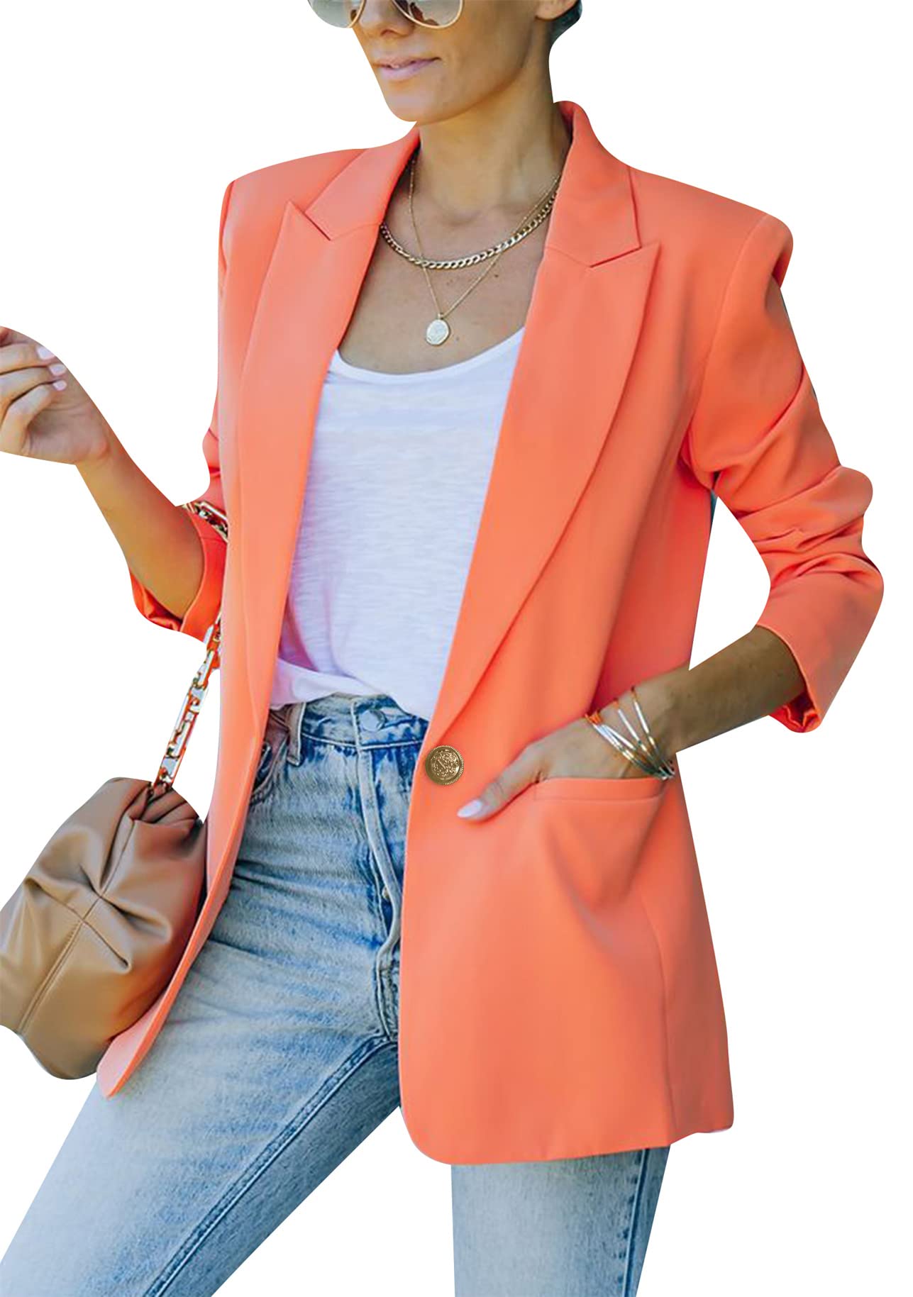 Veste blazer fluide manches longues idéale pour le bureau et les sorties