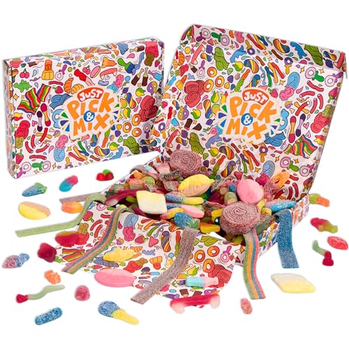 1kg Pick and Mix Sweets Gift Box for Kids Fizzy Sour Jelly & Gummy Sweet Hamper Birthday Sweets Bundle & Pic N Mix Box Selection Large Sweet Hamper Packed Fresh in the UK