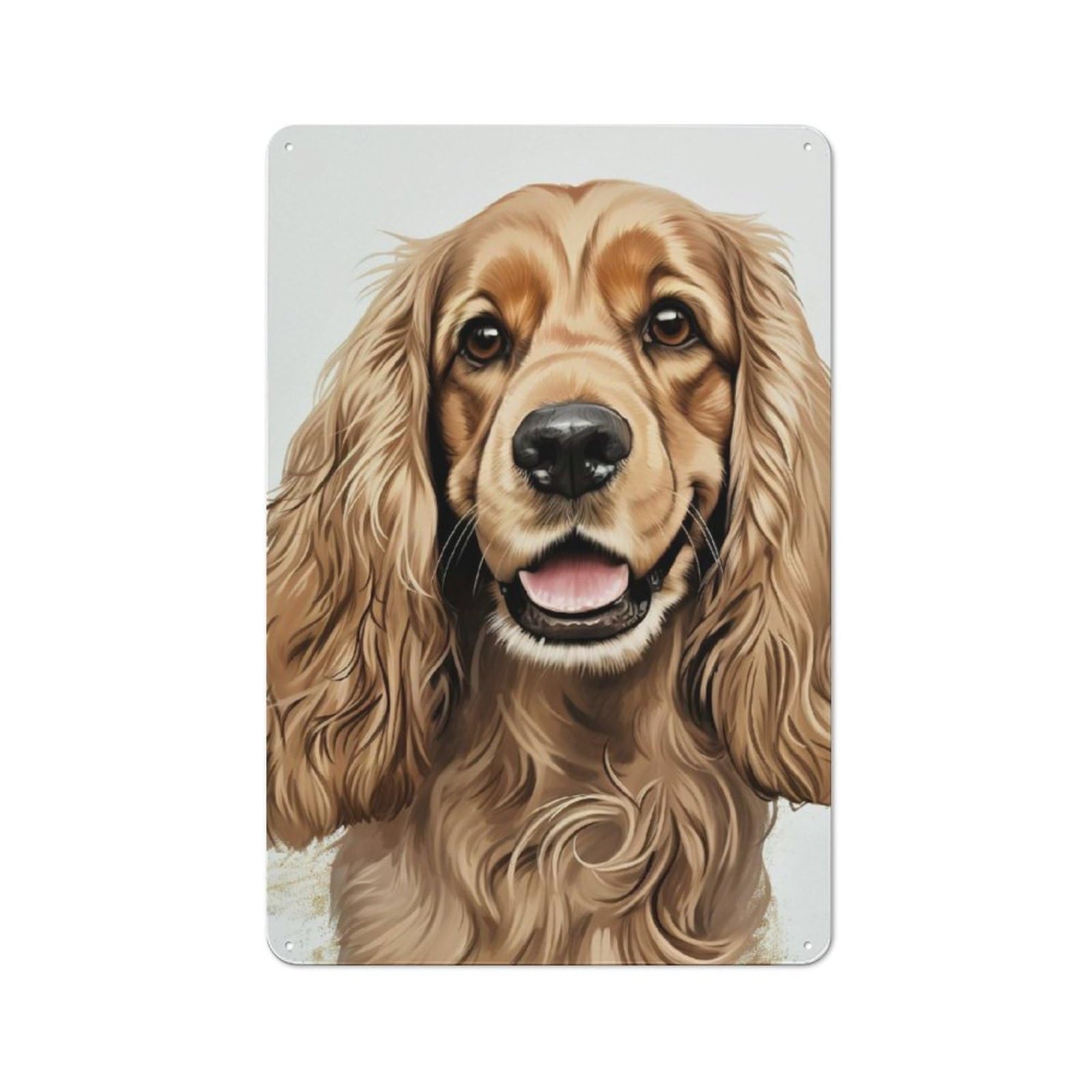 Junmoney Cocker Spaniel Portrait Vintage Metal Wall Art Sign 30X20cm Featuring Old Style Wall Plaque For Kitchen, Hallway, Bar Or Small Cafe