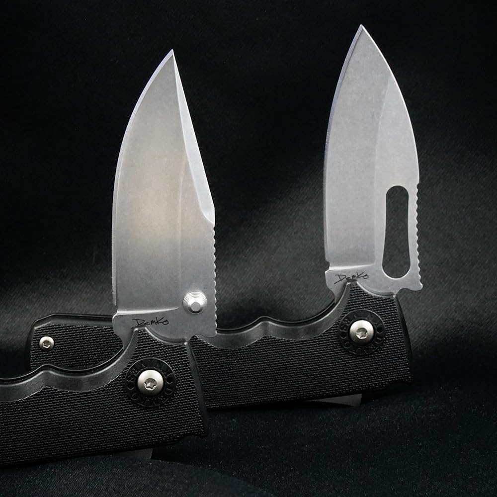Andrew Demko AD20.5 Shark Cub Shark Lock Folding Knife 2.75" AUS-10A Stonewashed Slicer Shark Clip Point Blade Reversible Deep Carry Clip SC AUS10A GRN Black Handle (BLACK SLICER SHARK)
