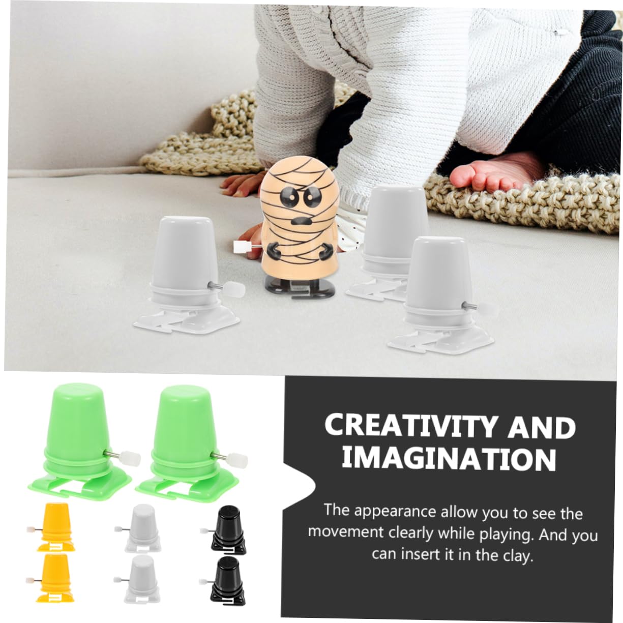 BESPORTBLE 8Pcs Wind Up Robot Movement Kit Clockwork Walking Mechanism for Craft Projects Fun Miniature for Develops Fine Motor Skills and Creativity