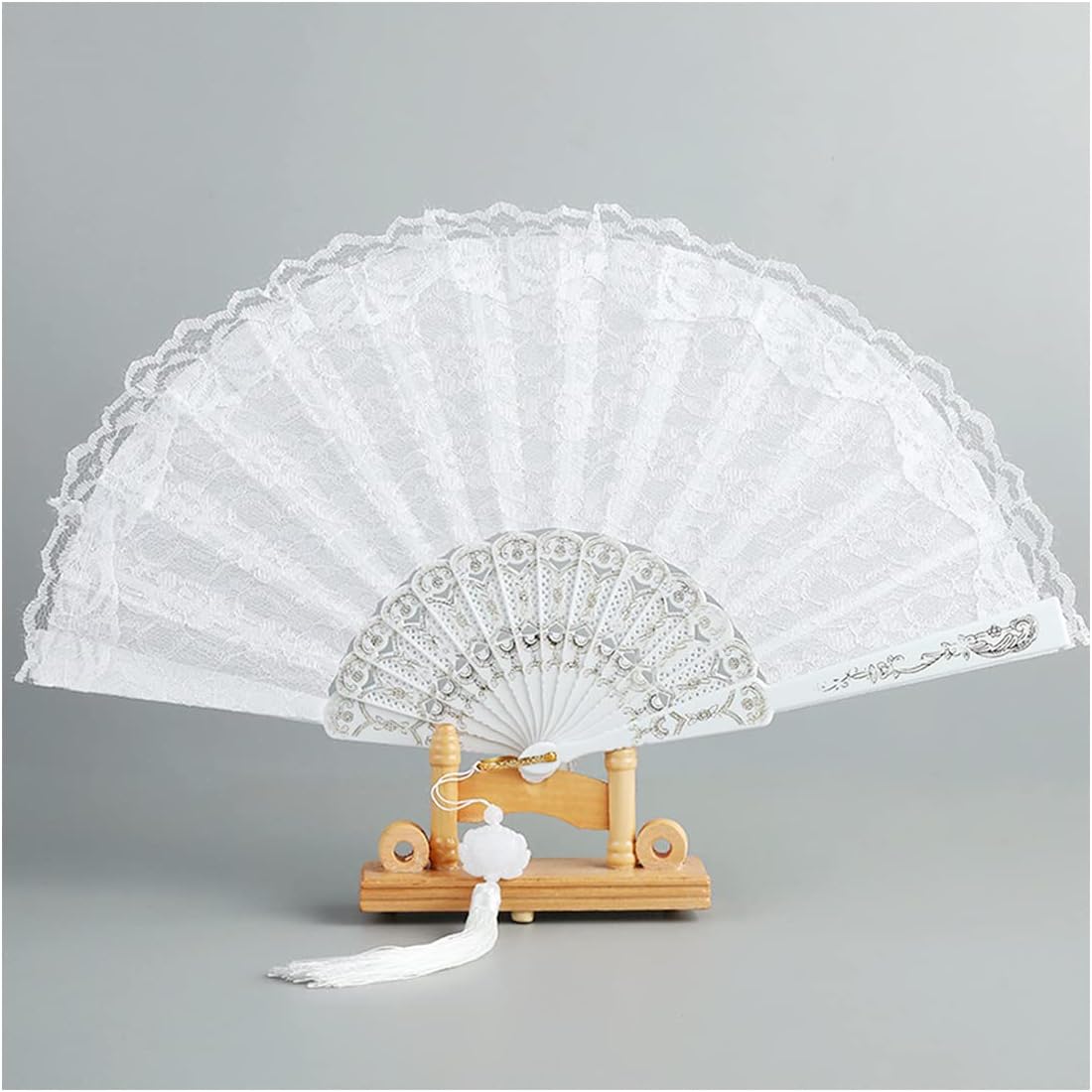 Amazon.com: Propupy Folding Hand Fan Womens Lace Fan Elegant Cotton Fan ...