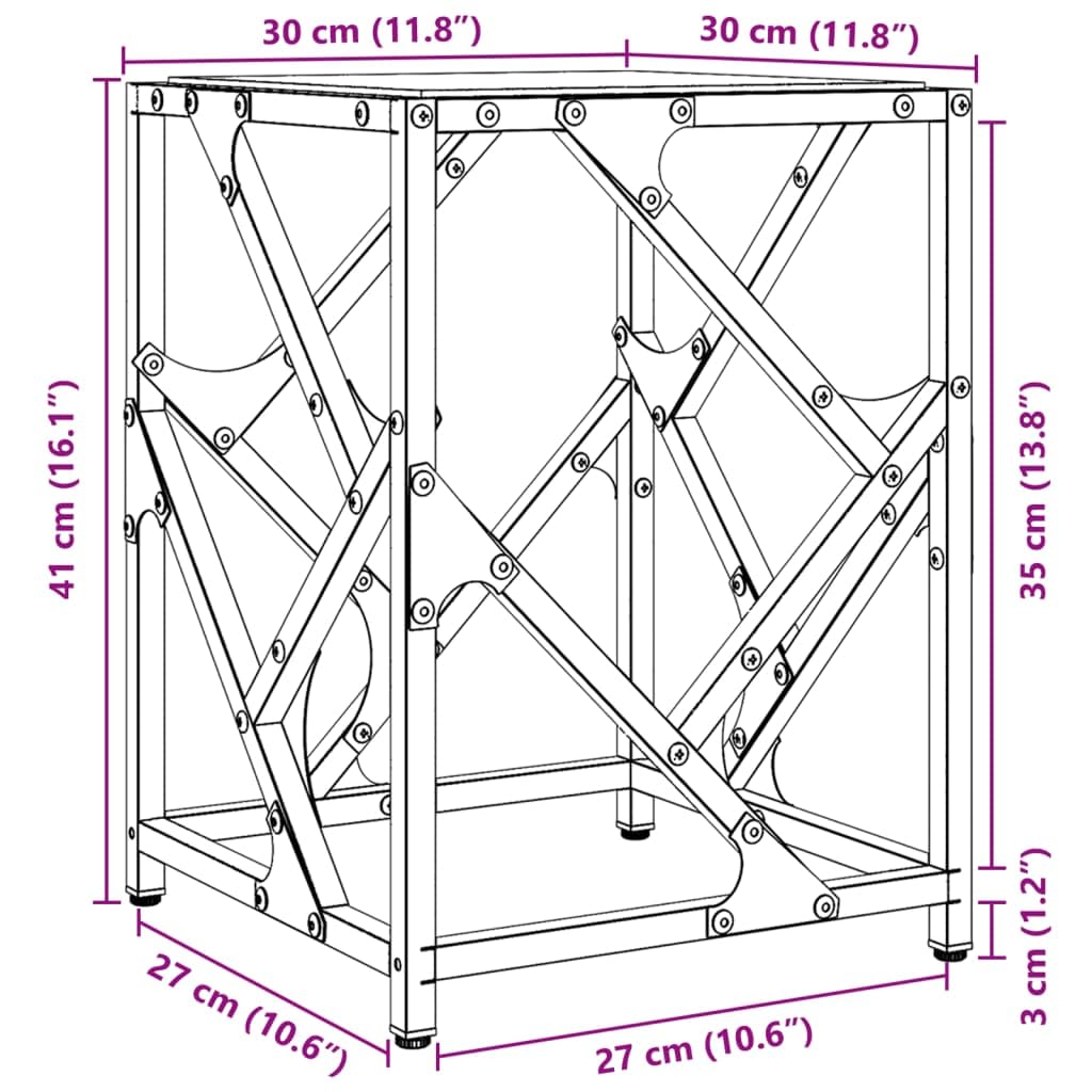 Mesa de centro con tapa de cristal transparente, 30 x 30 x 41 cm, estructura de acero, diseño moderno, robustas mesas de salón para aperitivos y bebidas