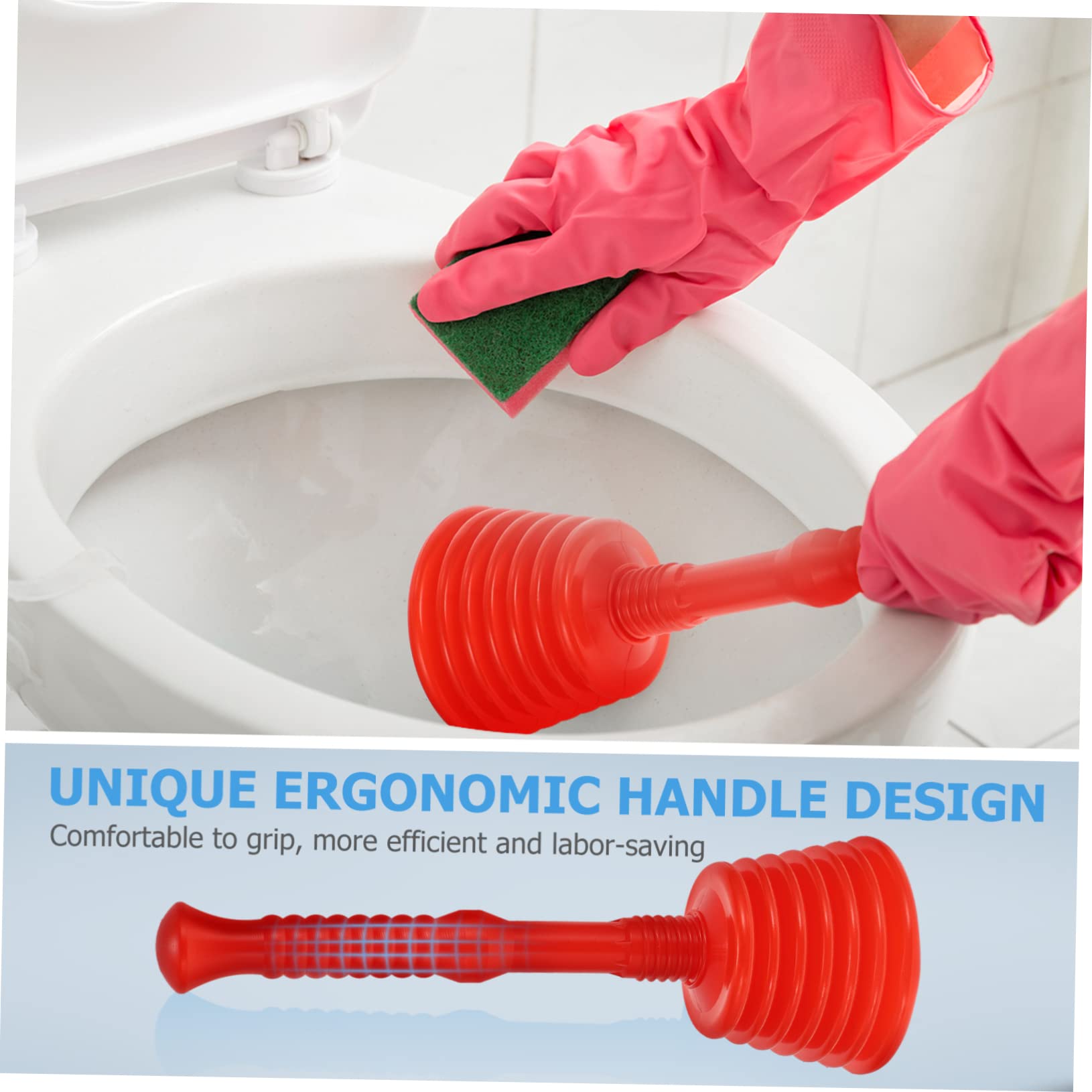 VILLCASE 2 Set Dragaggio per La Pulizia della Pelle Plungatori di Aspirazione Fogna Closestool Sturalavandini da Bagno Gomma da Cancellare Rosso 2 Pezzi * 2