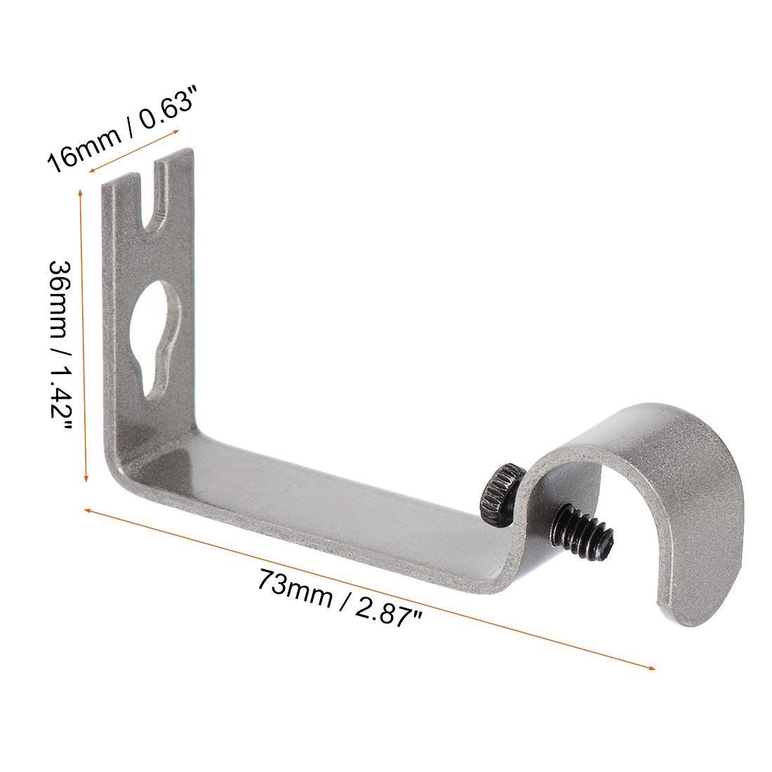 uxcell Curtain Rod Bracket Iron Single Holder Support for 16mm Drapery Rod, 73 X 36 X 16mm Gray 2Pcs