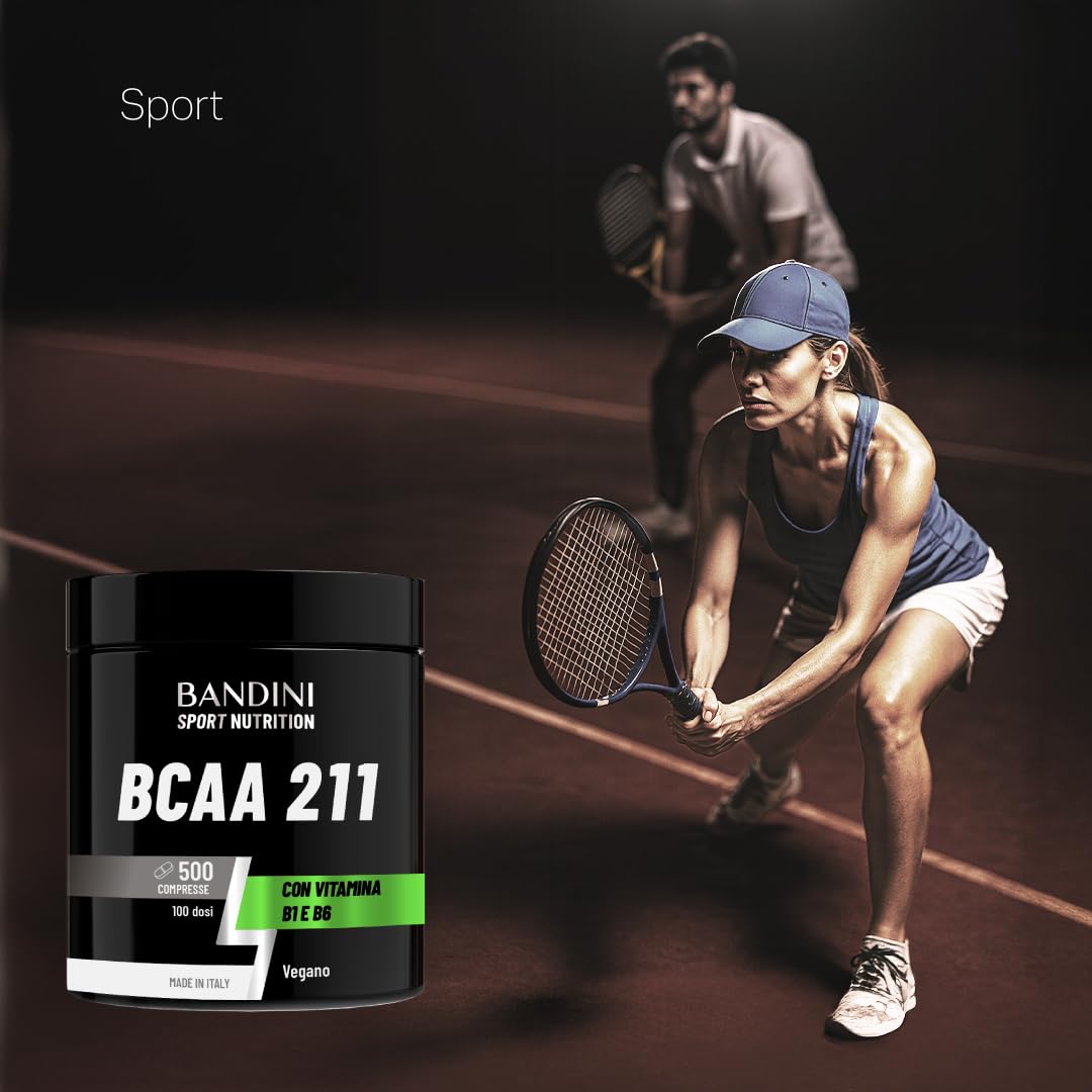 Bandini® AMINOACIDI RAMIFICATI BCAA 211 con Vitamina B1 e B6 | 500 Compresse da 1050mg per il Recupero Muscolare | Amminoacidi 2.1.1 Intra Pre Post Workout | 2:1:1 Per Palestra, Allenamento 100% Vegan